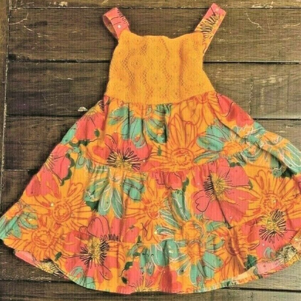 Blueberi Boulevard Tropical Orange Sundress 18M